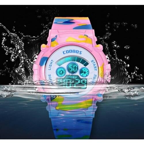 Camouflage Luminous Childrens Watch Stainless Steel Anti-fall Anti-seismic Waterproof Outdoor Sports Watch Kids Watches Girls