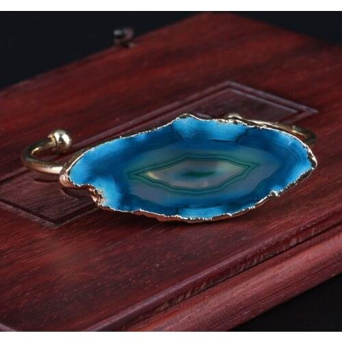 KEJIALAI Fashion Cuff Bracelet for Women Natural Stone Purple Quartz Crystal Half Open Gold Color Bangle Any Wrist Size Jewelry