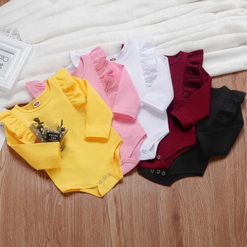 Baby Girl Rompers Autumn Princess Newborn Baby Clothes For Girls Boys Long Sleeve Solid Color Jumpsuit Kids Baby Outfits Clothes