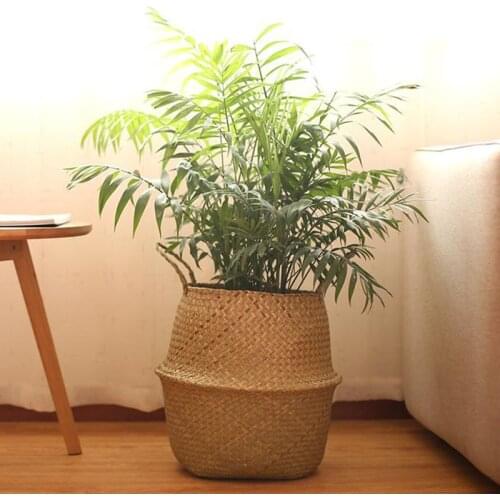 Handmade Bamboo Storage Basket Laundry Organizer Toy Holder Container Straw Wicker Rattan Seagrass Garden Flowerpot Plant Pot