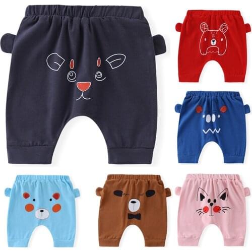 Summer Baby Cpari Pants Boys Girls PP Pants Cotton Trousers Infant Toddler Harem Knee Length Casual Pants Trousers 3d Ears DS19