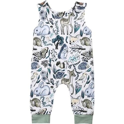 Summer Newborn Infant Baby Girl Boy Sleeveless Jumpsuit One-Piece Overall Outfit Baby Bodysuit Cotton O-neck Sleeveless