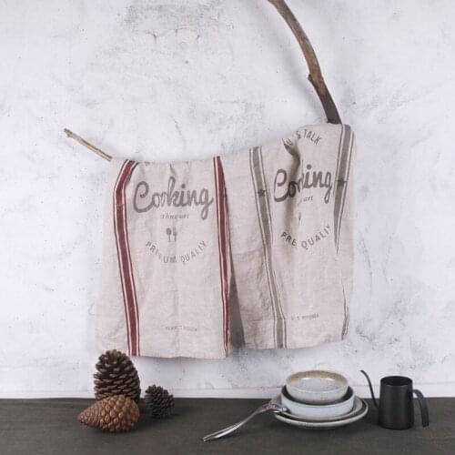 European Style Linen Simple Color Red/grey Edge Napkin Tea Towel Bread Catty Food Photography Props Home Decor