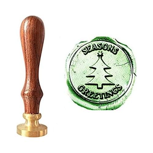 MDLG Vintage Seasons Greetings Christmas Tree Star Custom Logo Wedding Invitation Wax Seal Stamp Rosewood Handle Copper Head Gif