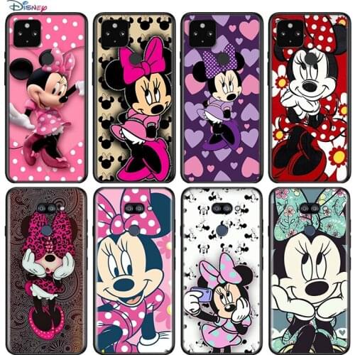 Minnie Mouse For Google Pixel 5 4 4A XL Shell For LG Q60 V60 V50 V50S V40 V35 V30 5G Black Soft Phone Case