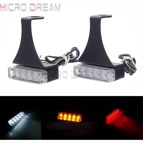 Motorcycle Mini LED Turn Signal Light Front Flasher Indicator Lamp Blinker Leds Cafe Racer Scrambler Universal w/ Bracket Holder
