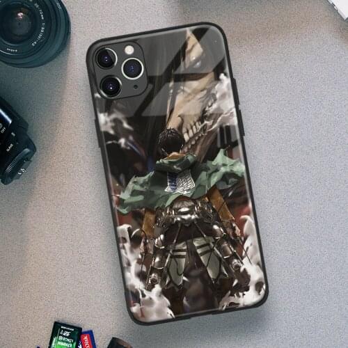 Eren Yeager Attack on Titan Anime Manga Soft TPU Glass Phone Case for IPhone SE 6s 7 8 Plus X Xr Xs 11 12 Mini Pro Max Samsung