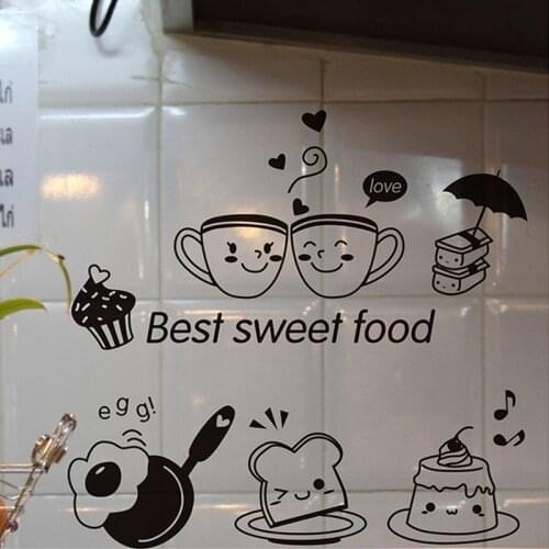 Kitchen Wall Stickers Coffee Sweet Food DIY Wall Art Decal Decoration Oven Dining Hall Wallpapers PVC Wall Decals/Adhesive