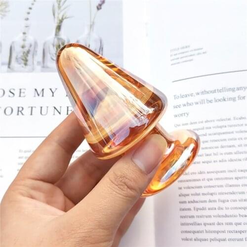 New Glass Anal Sex Toys Golden Cone Glass Big Anal Plug 55mm Crystal Glass Butt Plug Sex Toys for Men Gay Erotic Toys