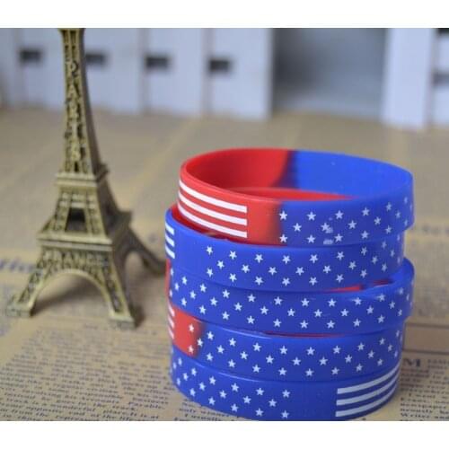 New 5pcs Usa Five-pointed Star Silicone Bracelets Men for Women Charms Sport Wrist Band