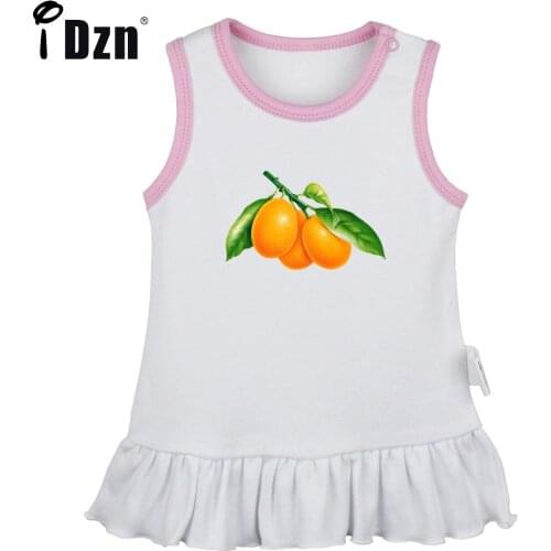NEW Summer Cute Baby Girls Sleeveless Dress Newborn Funny Grapefruit Orange Pleated Dress Infant Clothes Soft Cotton Vest Dress