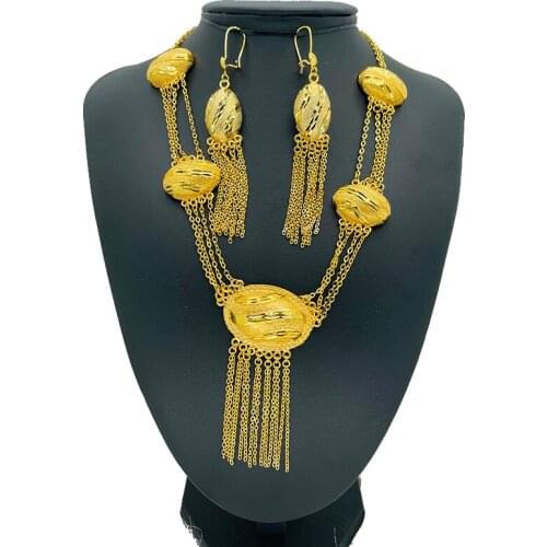 Fashion New Nigerian Saudi Arabia Dubai Earring Necklace Africa Ethiopian Jewelry Sets for women girl Wedding Bride Gift