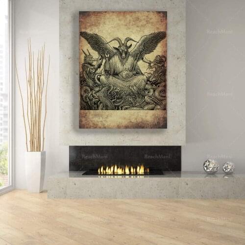 Baphomet Occult Print Poster, Occult Poster, Satanic Decor, Satanic Illustration, Goth Decoration, Witchcraft Art