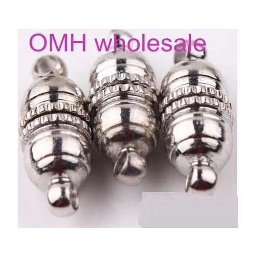 OMH wholesale 10 sets Silver Plated Tube Barrel Round Strong Magnetic Buckle Clasps Jewelry Finding ZL655