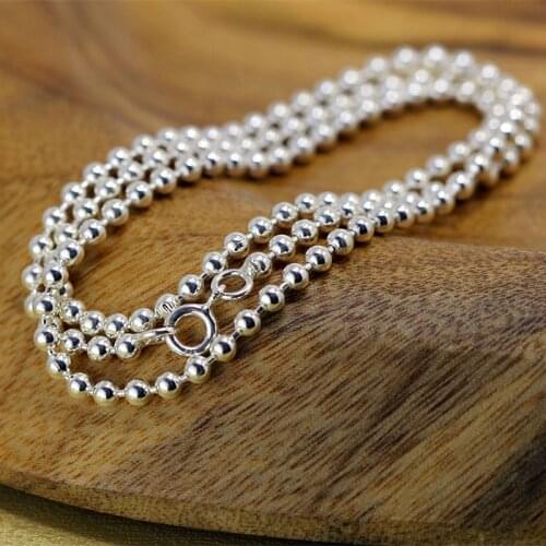 Paragraphs character silver 2018 New summer new fashion men and women with silver beads necklace