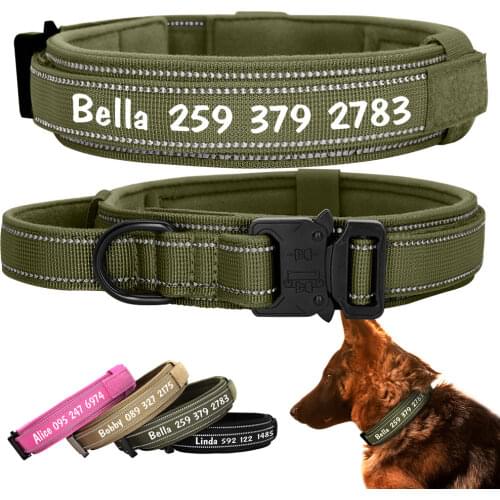 Personalized Large Dog Collar Military Tactical Dog Collar Custom Reflective Pet Collars for Medium Large Dogs German Shepard