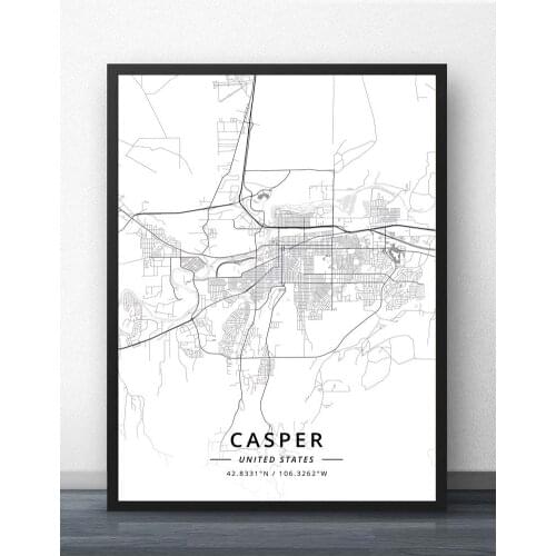 Casper WY Wyoming USA United States of America Map Poster