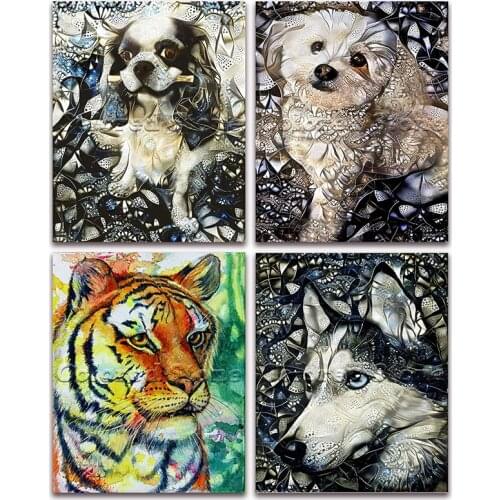 5D Full Square Diamond painting embroidery Cross stitch Animals Dog tiger husky 3D DIY Round Drill Drawing mosaic 341