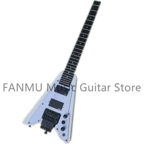 Custom 6 string left hand guitar,irregular,mirror face plate black body ,HH pickups,pearl inlay,chrome hardware