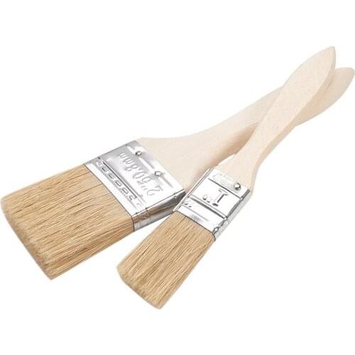 Utoolmart 1set Pig Hair Bristle Brush Kit 1-inch + 2-inch Paint Brush 2-piece Suit Per Set Wooden Handle Hand Wire Brushes