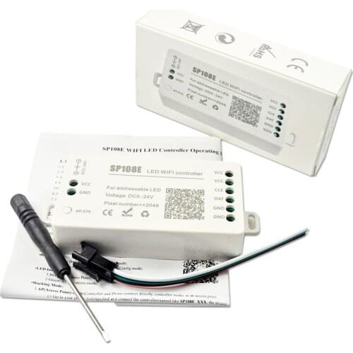 SP108E WiFi Controller Smart Phone APP Control For WS2812B SK6812 RGB/RGBW APA102 WS2811 Pixels Led Strip Light DC5V-24V