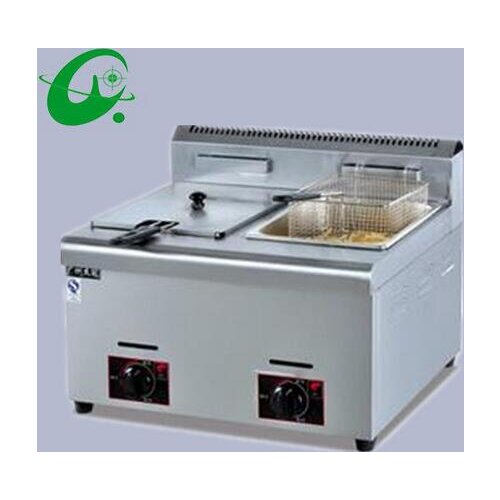 Counter Top Gas deep fat fryer 6L/tank 2 tanks 3 baskets gas chicken fryer