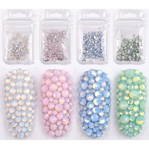 1Pack Mix ss4-ss20 Crystal Colorful Opal Nail Art Rhinestones 3D Flatback Glass Gems Glitter Manicure Decorations Accessories