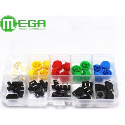 1set Tactile Push Button Switch Momentary 12*12*7.3MM Micro switch button + (20PCS 5 colors Tact Cap)