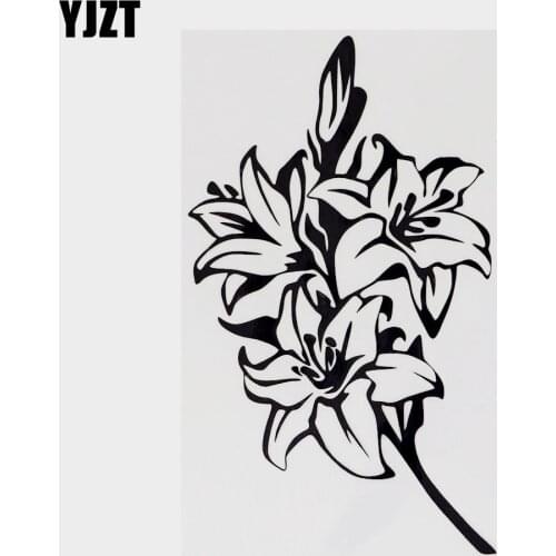 YJZT 9CM×15.5CM Plant Flower Pretty Vinyl Decor Car Sticker Decal Black/Silver 18B-0200