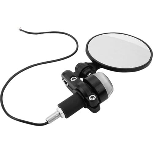 7/8 Inch Motorcycle LED Turn Signal Handlebar End Mirrors Motorcycle Rearview Mirror