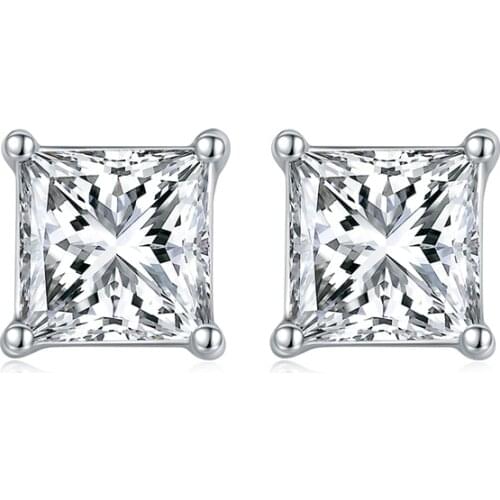 BOEYCJR 925 F color Princess cut 0.5ct 4.5*4.5mm Moissanite VVS Fine Jewelry Diamond Stud Earring With certificate for Women