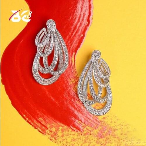 Be 8 Big Brand Luxury micro pave setting AAA cubic zirconia leaves shaped Stud earrings dress patry accessaries E591