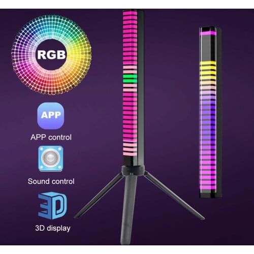 Sound Control 3D Display Pickup Rhythm Light RGB Music Ambient LED Night Light Bar APP Control Car Atmosphere Colorful Tube Lamp