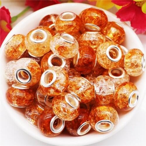 10Pcs European Style Large Hole Crackle Flower Spacer Beads DIY Craft Beads Charms Pendants DIY Bracelet Necklace Jewelry Making