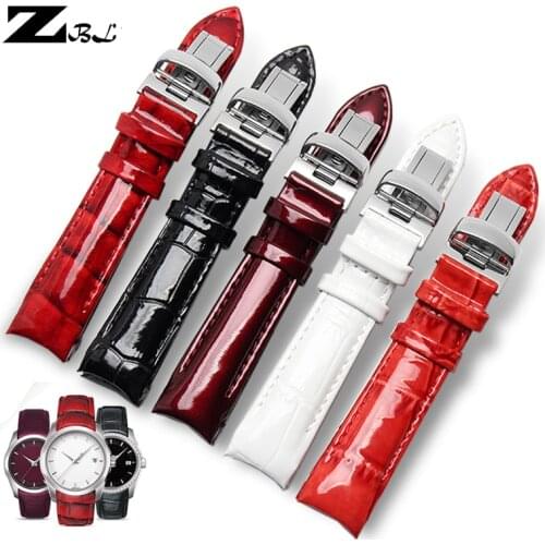 18mm Colour High light Calfskin Genuine Cow Leather Watchband Belt For T-issot T035210 T035207A Butterfly Buckle Replacement