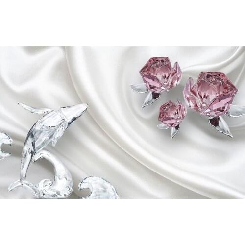 3D wall Murals Crystal Jewellery Flower wallpaper 3d crystal fish Wallpaper mural 3d photo wall Mural for Living Room 8d Mural