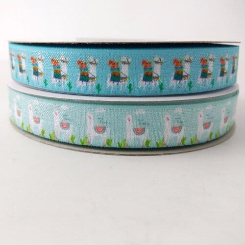 5/8" Cartoon Alpaca printed stretch DIY hair band sewing accesory ribbons 16mm animal elastic ribbon 20/50 yards