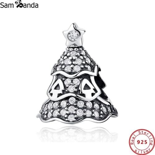 Authentic 100% 925 Sterling Silver 2020 Charms The Christmas Tree CZ Fit Original Bracelets Women DIY Gift Jewelry
