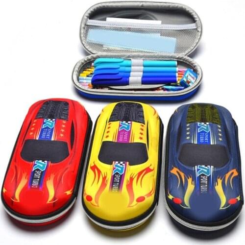 LX0B Creative Cartoon Pencil Pen Case Zipper Lock with Hidden Storage Grids PU Pencil Pouch for Teen Boys Girls Children