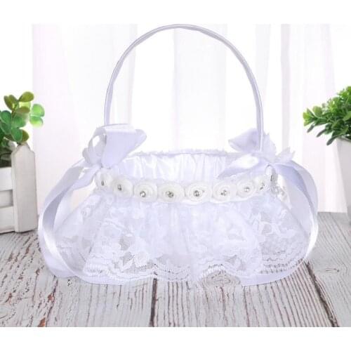 Flower Romantic Bowknot Wedding Ceremony Supplies Flower Basket Simulation Petals Party Rose Makeup Basket Gift Home Decor Gift