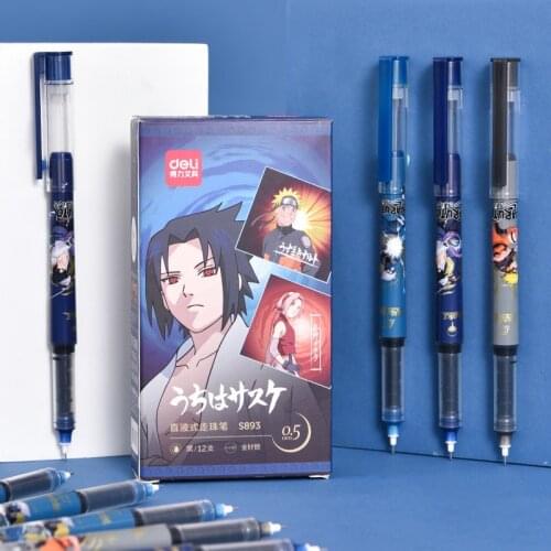 Deli Pen 3Pcs Naruto Rollerball Pen for School Supplies Kawaii Anime Stationery Office Accessories Japanese Stationery Kids Gift