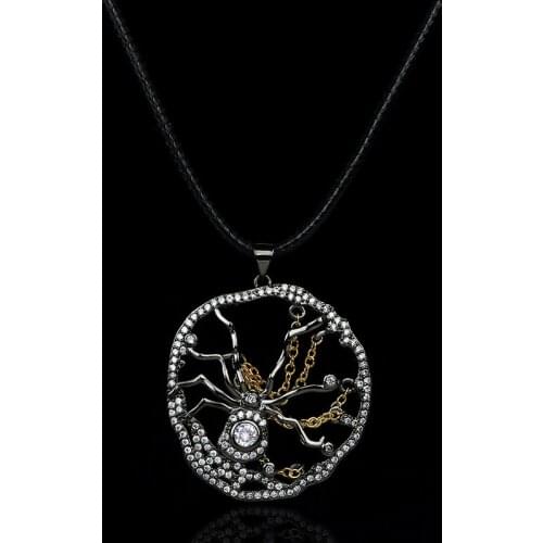 Europe and America Exaggerated 925 Silver Spider Zircon Pendant Clavicle Two Hip Hop Party Jewelry Spider Sweater Chain