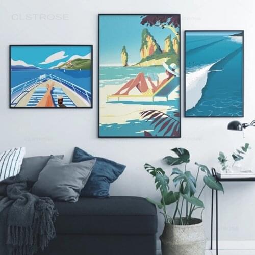 Hawaii Vacation Travel Seascape Canvas Painting Poster and Print Wall Art Picture Modern For Living Room Bedroom Home Decoration