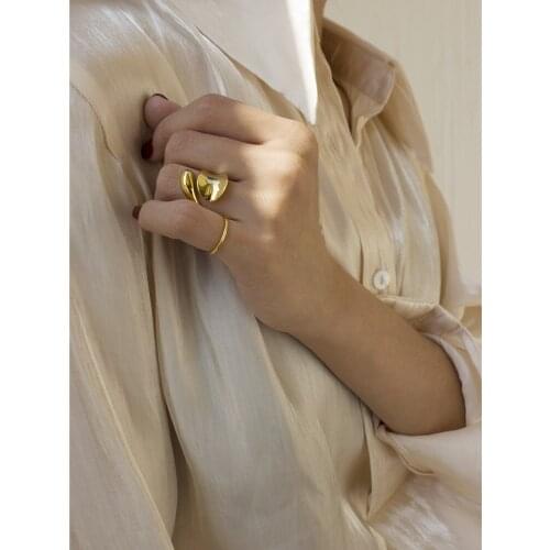 925 Sterling Silver With 18K Gold Twist Statement Rings Punk Designer Club Cocktail Party Japan Korea Fashion