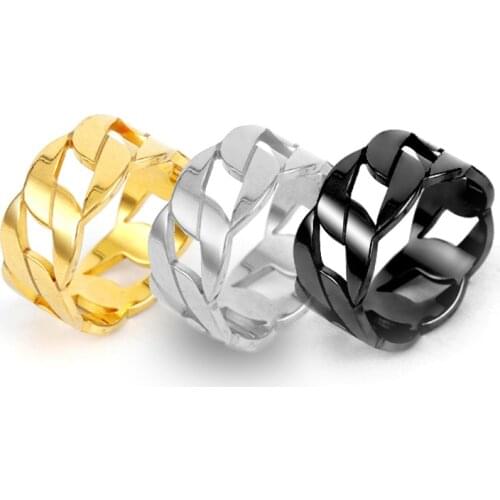 New Punk Stainless Steel Chain Ring Mens Rock Razor Black Gold Silver Color Ring Fashion Party Ladies Jewelry Gifts