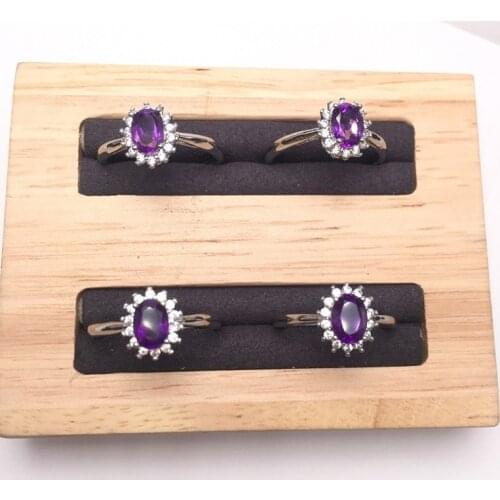 Natural Amethyst Faceted Ring Elegant Purple Gemstone Jewelry Womens Party Engagement Ring Gift