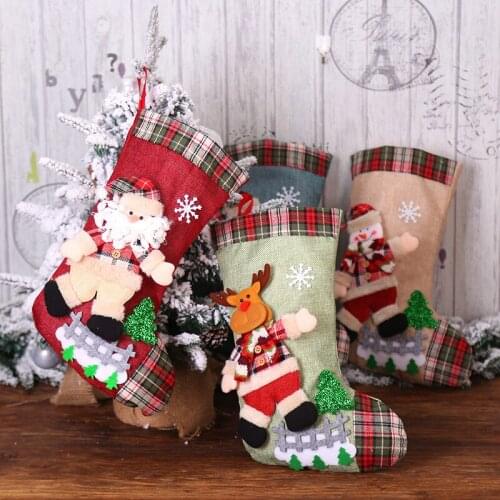 Christmas Stockings Gift Bag Santa Claus Candy Bags Christmas Gift Holders Christmas Decorations for Home Cadeau Noel