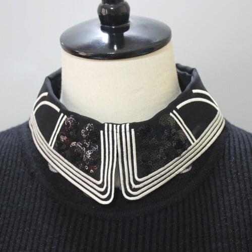 Linbaiway Fashion Shinny Fake Collar for Women Shirt False Collar Tie Vintage Tops Detachable Collar Necklace Accessories