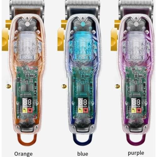 Kemei KM-2707PG Household Adult Hair Clipper Rechargeable Transparent LCD Display Hair Shaver Professional Hair Cutting Machine