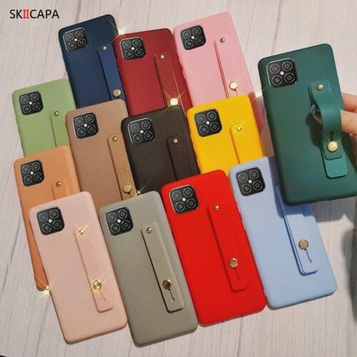 Wrist Strap Matte Soft Silicone Phone Case For Huawei Nova 8 SE Stand Holder Cover For Huawei Nova 7 SE 8 SE Protect Back Cover